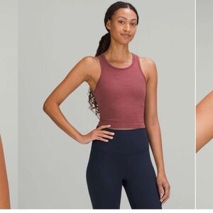 Lululemon Ebb to Street Ribbed Cropped Racerback Tank Top Smoky Red Size 6